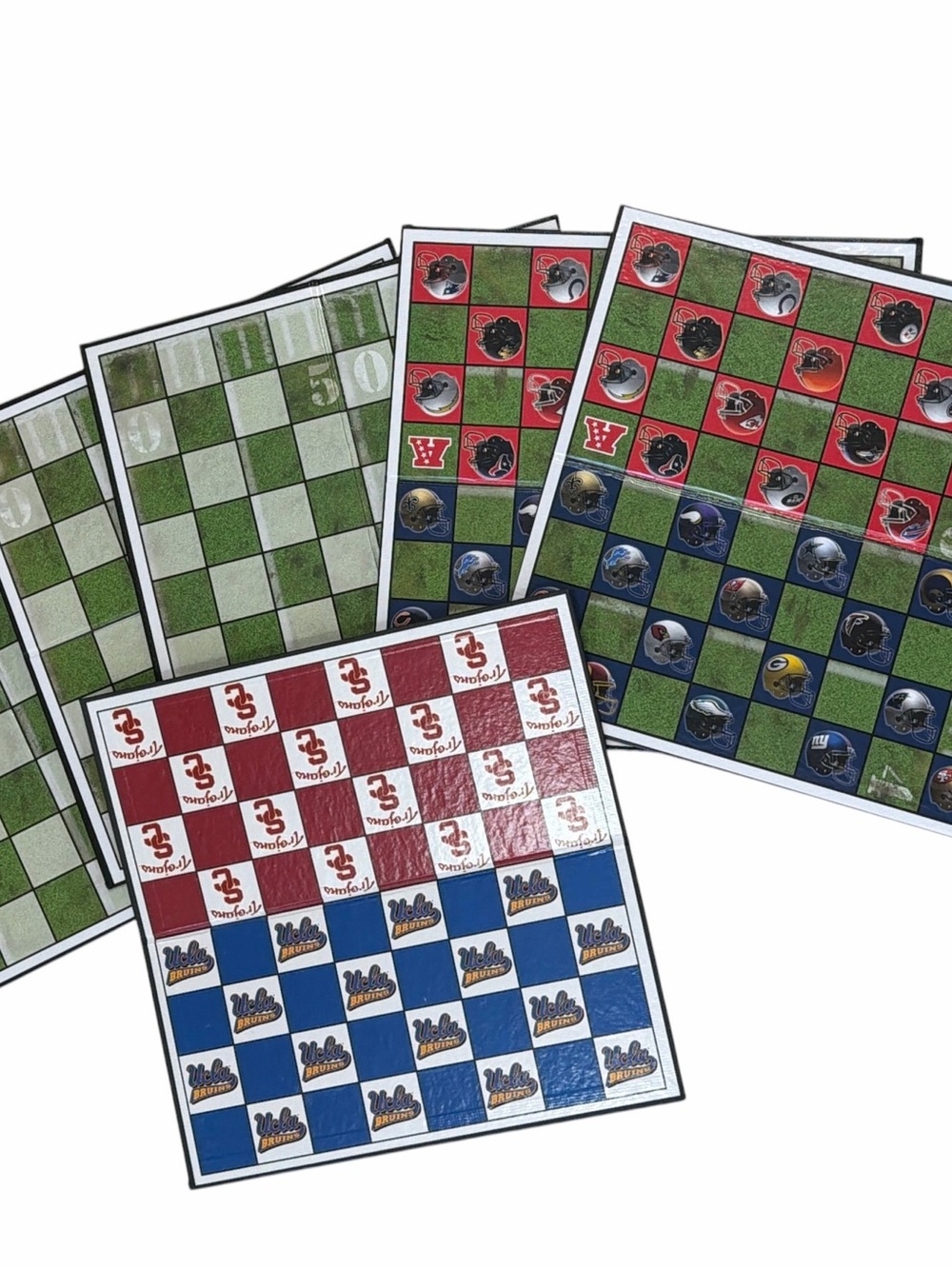 Vintage 1990s Football Checkers Game Board Lot NFL Helmets USC UCLA Bruins